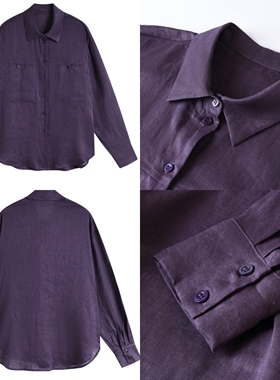 高级轻奢紫色时尚衬衫女2025年夏季新款polo长袖法式气质休闲上衣