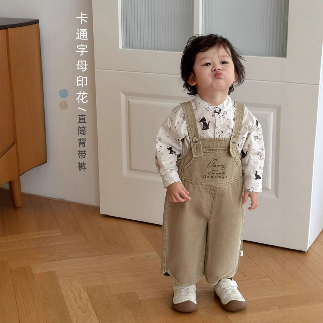 宝宝棉质柔软牛仔裤可爱背带裤