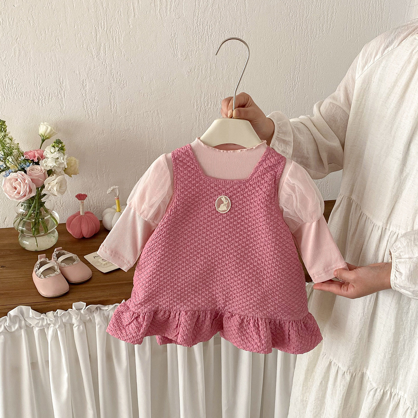 婴儿春装新款甜美公主裙套装女宝宝蝴蝶结裙子泡泡袖打底衫两件套,童装/婴儿装/亲子装,套装,淘宝优惠券,粉丝福利购,淘宝优惠卷