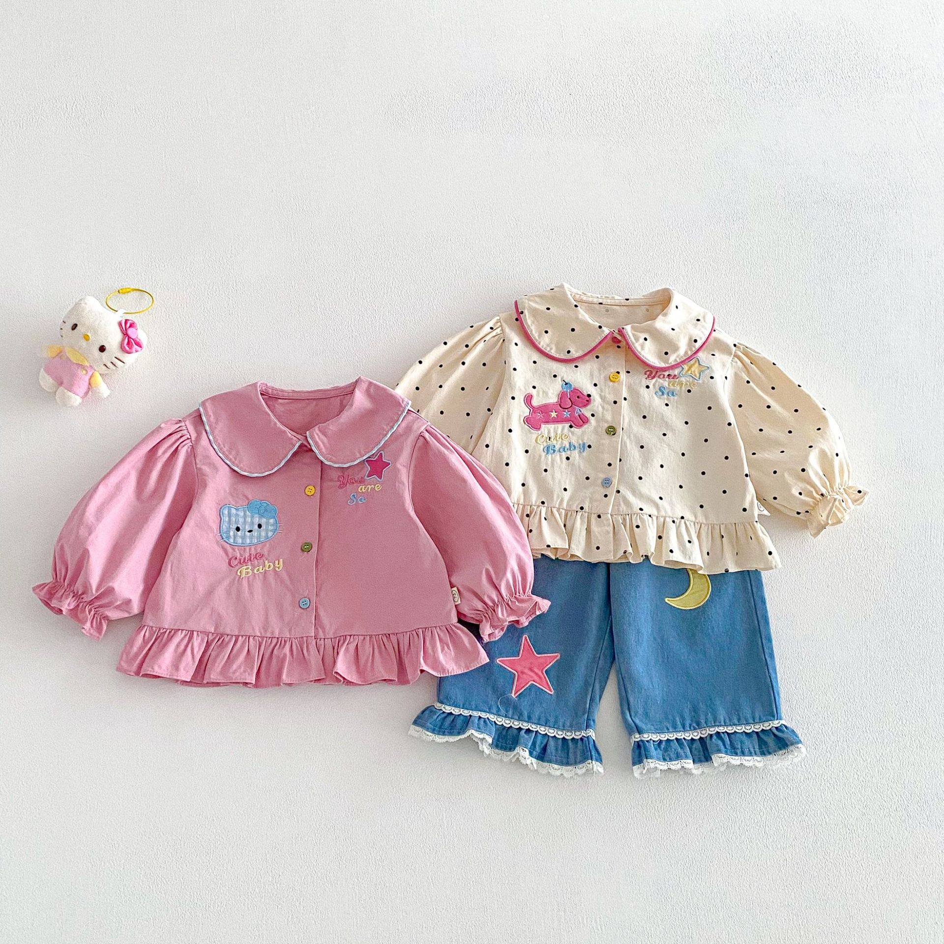 女童卡通贴布外套春装新款宝宝洋气娃娃领波点上衣儿童花边衣服潮,童装/婴儿装/亲子装,普通外套,淘宝优惠券,粉丝福利购,淘宝优惠卷