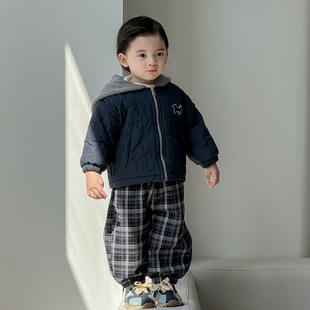 小宝宝卡通棉衣外套冬装婴幼儿童装加厚棉服男童夹棉加绒连帽外套