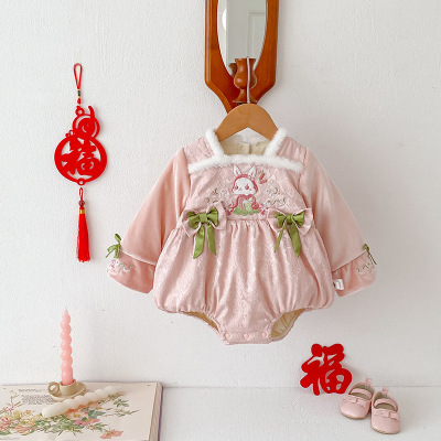 婴儿加绒加厚连体衣保暖包屁衣