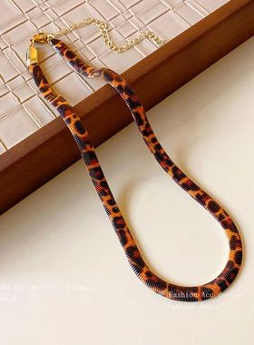 独特豹纹蛇骨链纹路项链欧美高级感个性复古锁骨链时尚辣妹项饰女