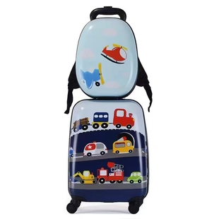 儿童小孩拉杆箱旅游踏青上学行李 18寸卡通汽车可坐骑省力高档