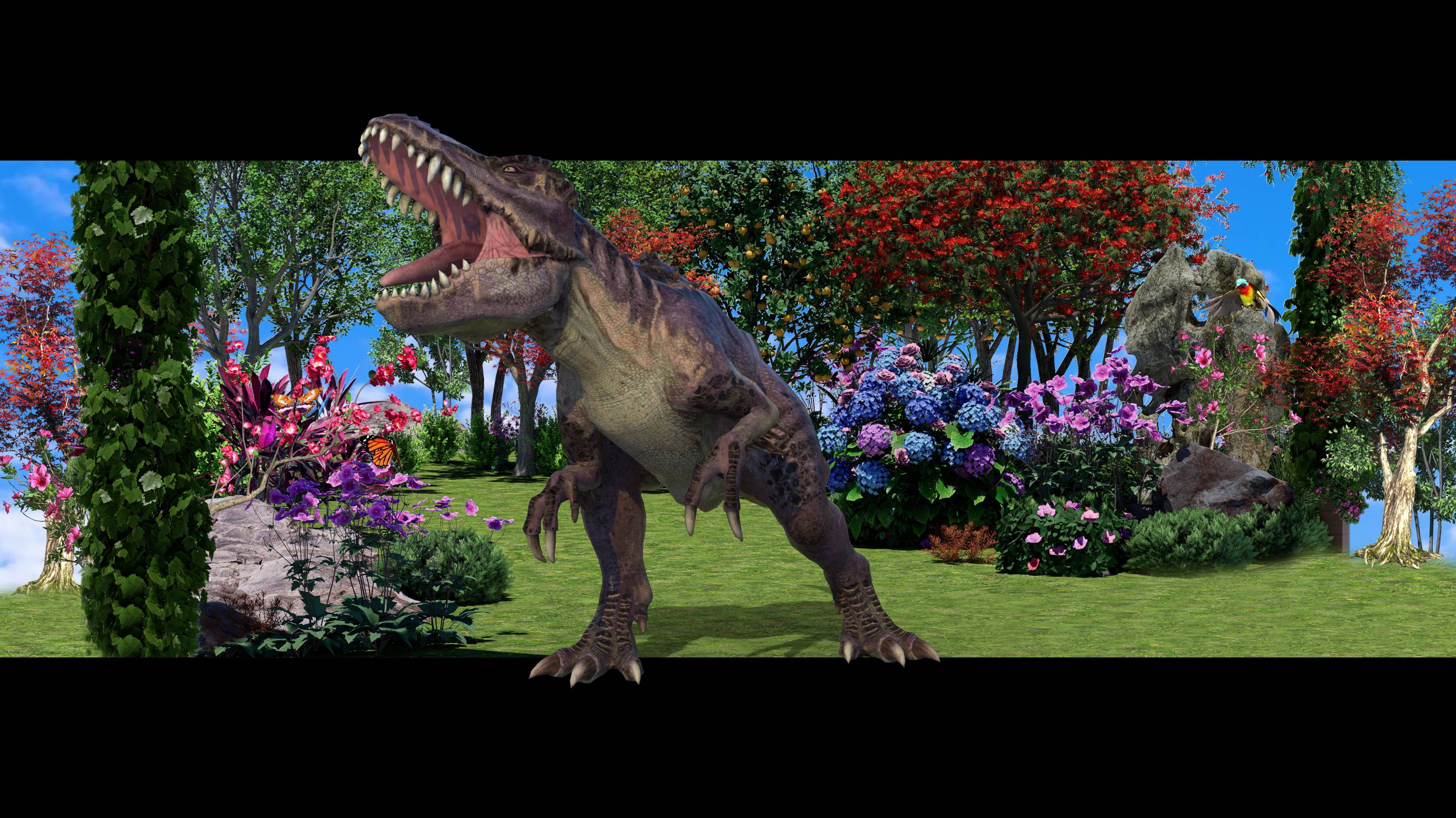 裸眼3d森林出屏恐龙沉浸式led显示屏视频素材