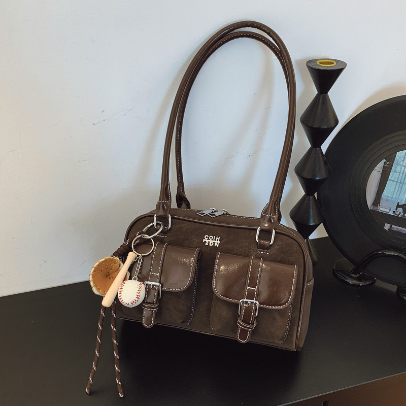 轻奢小众高级感枕头包包女新款双兜单肩腋下包上班通勤波士顿包