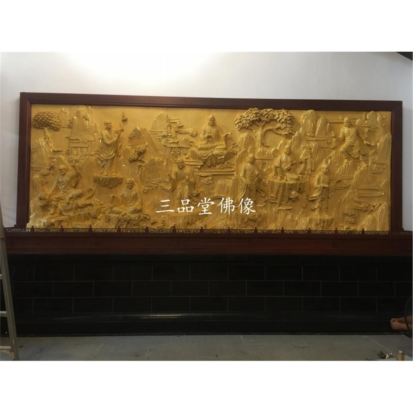 十八罗汉浮雕佛像描金18罗汉寺庙雕塑庙宇寺院大型佛像浮雕壁画
