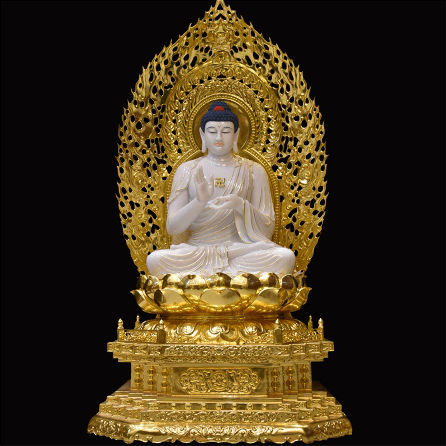 燃灯佛汉白玉雕佛像阿弥陀佛寺庙供奉药师佛工艺品摆件释迦牟尼佛