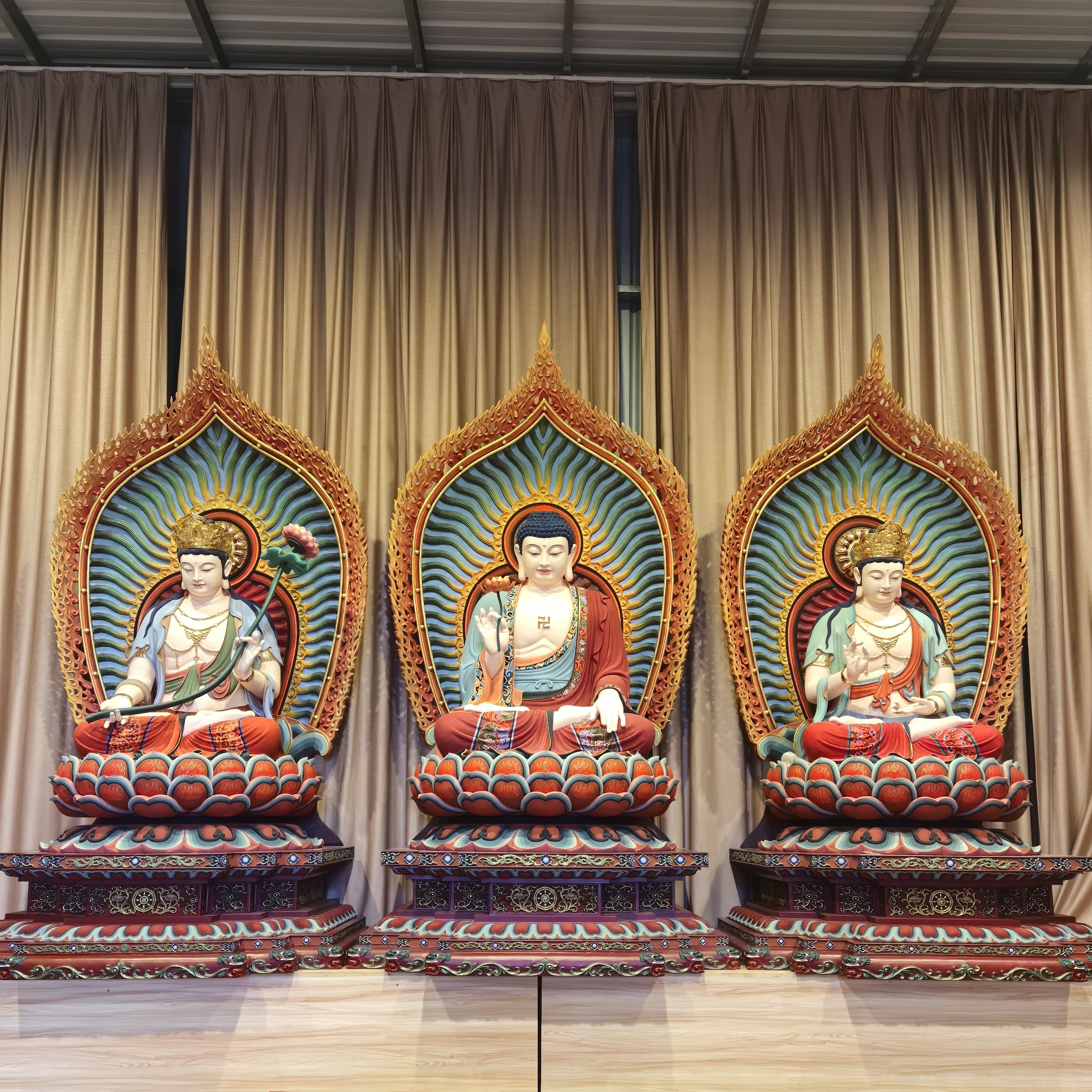 西方三圣佛像摆件站坐像家用供奉