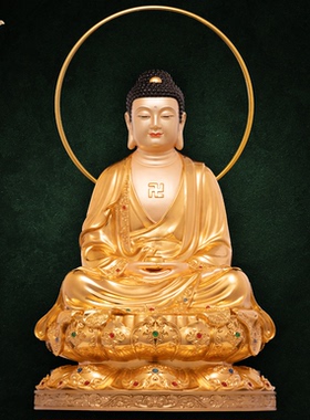 释迦摩尼神像三宝佛像如来佛祖阿弥陀佛药师佛娑婆三圣东来紫铜像