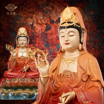 观音佛像观世音菩萨家用款供奉南海普陀山纯全铜像东来紫娑婆三圣