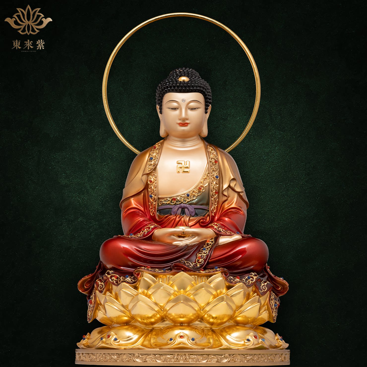 释迦摩尼神像三宝佛像如来佛祖阿弥陀佛药师佛娑婆三圣东来紫铜像