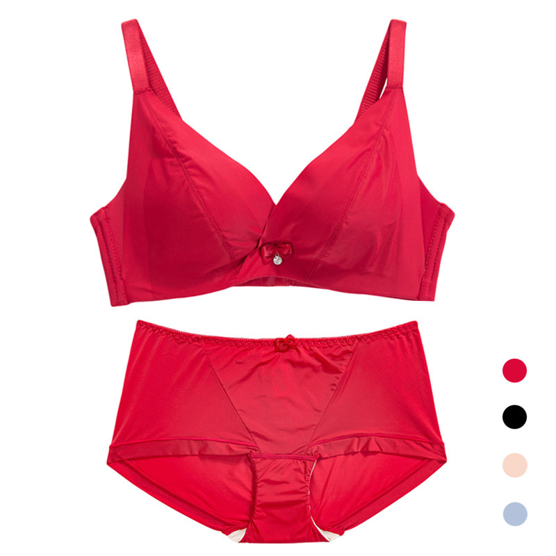 本命年大红色结婚性感内衣女无钢圈调整型聚拢女士文胸套装时尚