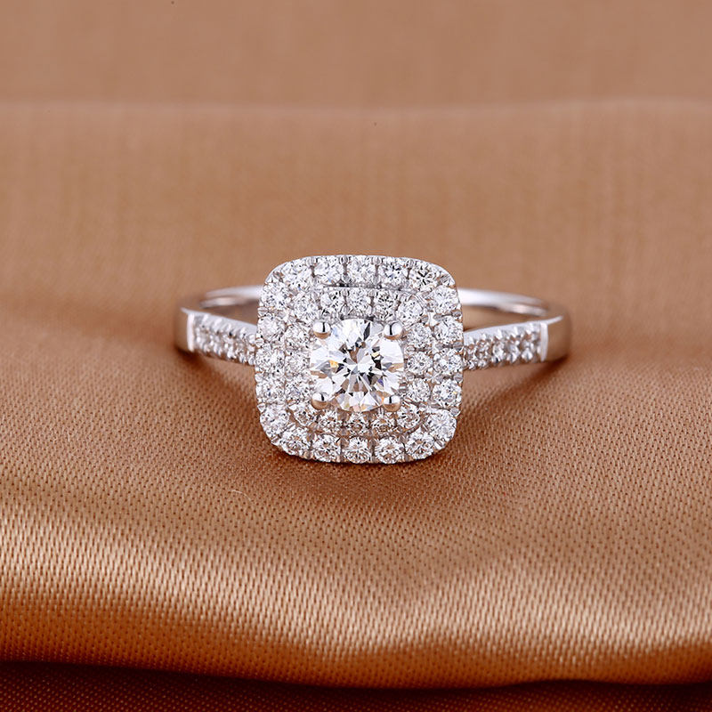 纯18k金培育钻石戒指围一圈显大