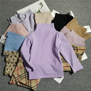 好的那种双面绒男女儿童半高领长袖条纹春秋冬自发热打底衫1