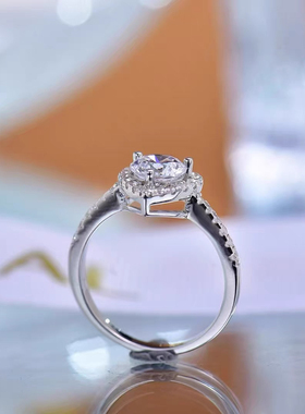 1克拉爱心圆形莫桑钻戒女款婚戒925银戒托婚戒订婚戒指支持定制