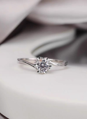 0.5克拉小桃醉莫桑钻戒指闭口银镀金女款戒指莫桑