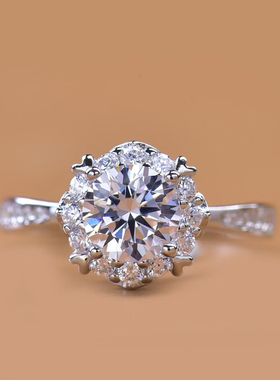 进口D色莫桑石钻戒灿若星辰高端闭口求结婚定亲