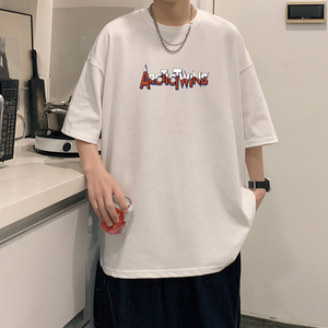 2023短袖宽松半袖港风潮流夏季男士大码t恤XZ405-1-T15-P25图片