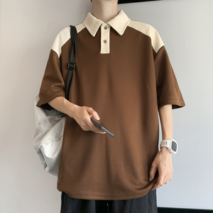 港风polo衫夏季男士宽松半袖短袖打底衫XZ405-1-DK88-P30图片