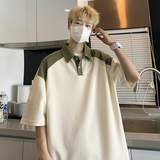 港风潮流男士polo衫短袖宽松半袖翻领体恤XZ405-1-DK88-P30，男装Polo衫，星座405-1