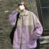 港风宽松渐变牛仔衣男休闲撞色牛仔夹克XZ405-1-JK6619-P90控128，男装夹克，星座405-1