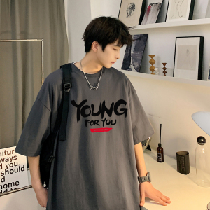 港风夏季ins宽松男士t恤打底衫短袖大码半袖T恤XZ405-1-T12-P25图片