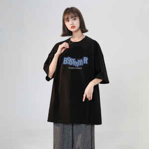 女装类目宽松半袖纯棉上衣t恤女士XZ405-1-T21-P25图片