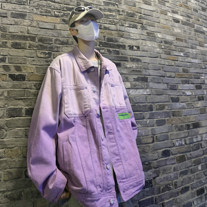 3港风宽松渐变牛仔衣男休闲撞色牛仔夹克XZ405-1-JK6619-P90控128图片