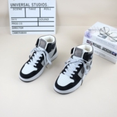 百搭舒适男休闲高帮板鞋 撤柜平底系带圆头拼色时尚 新款 10春秋季