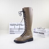 撤柜加绒粗跟交叉绑带后拉链时尚 45秋冬季 新款 百搭女高筒骑士靴