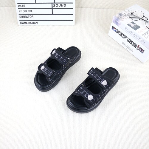 松糕厚底露趾小香风女士凉拖鞋