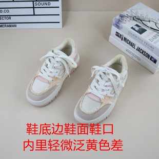 百搭休闲风拼色女小白板鞋 撤柜厚底增高时尚 新款 54真皮网面春秋季
