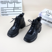 撤柜粗跟显瘦时尚 20真皮牛皮秋冬季 新款 百搭英伦女机车靴马丁靴