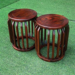 酸枝木凳子新中式实木鼓凳红木鼓凳小圆凳换鞋凳茶凳餐凳家用矮凳