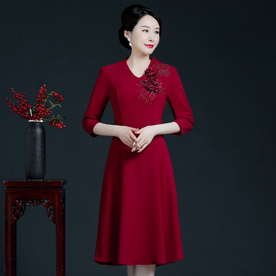 妈妈婚宴装礼服连衣裙高贵洋气