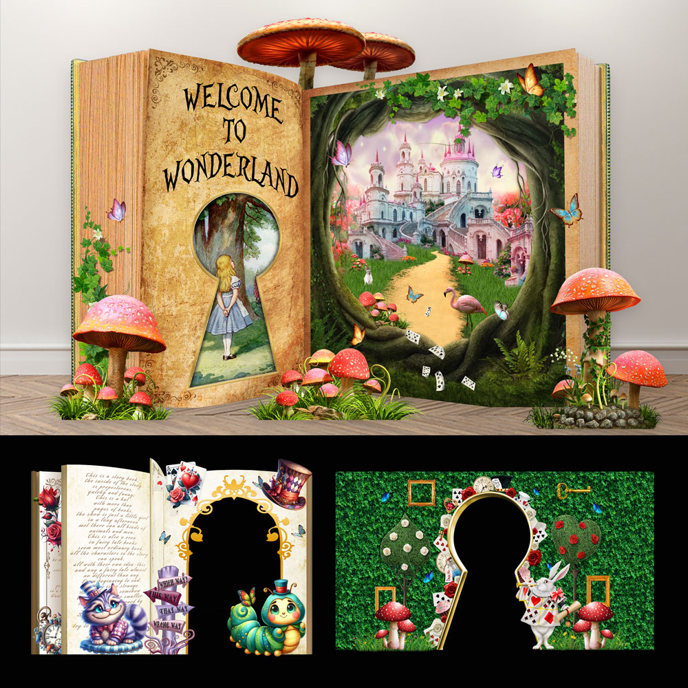 卡通魔法森林爱丽丝梦游仙境kt板