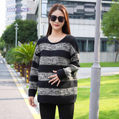针织衫 孕之彩孕妇秋冬款 毛衣简约百搭圆领条纹上衣冬保暖宽松大码