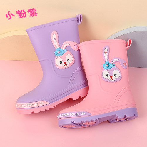 中高筒防滑女童儿童雨鞋卡通防水