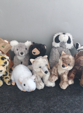 美单petting zoo仿真动物花豹灰狼公牛斑马考拉公牛老鼠玩具玩偶