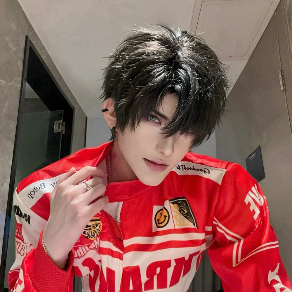 萧逸cos假发光夜微分碎盖狼尾日常侧分男原胚毛刘海三七分少年感