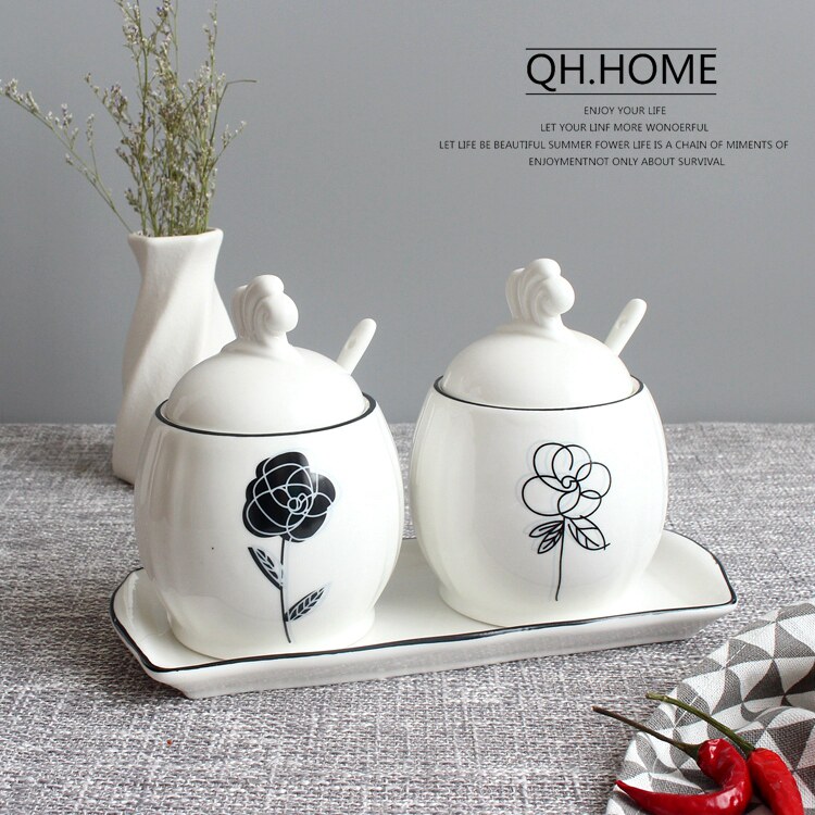 北欧陶瓷调味罐厨房用品家用调料盒套装调味瓶两件套油盐罐糖罐在类目 厨房/烹饪用具, 厨用小工具/厨房储物, 储物瓶罐/厨房储物器皿, 调味瓶罐中 - 来自Buy2taobao.com提供专业的淘宝代购服务