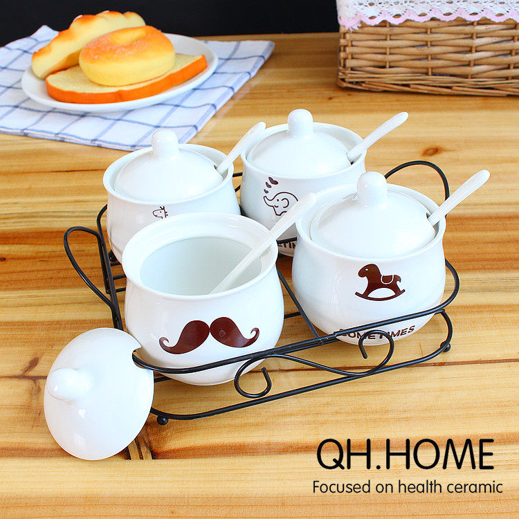 千汇居創意套裝韓式陶瓷調味罐瓶調料罐盒瓶鹽罐4件套裝廚房用品在类目 厨房/烹饪用具, 厨用小工具/厨房储物, 储物瓶罐/厨房储物器皿, 调味瓶罐中 - 来自Buy2taobao.com提供专业的淘宝代购服务