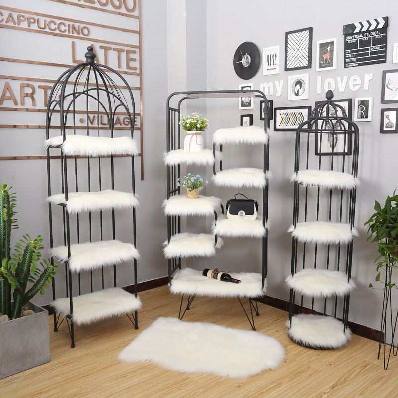 白色长毛垫子化妆台货架毛垫子包包鞋架长毛垫子珠宝化妆品展示垫