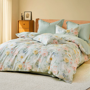 水星家纺繁花花雨全棉印花被套单件双人被罩180*220加大220240