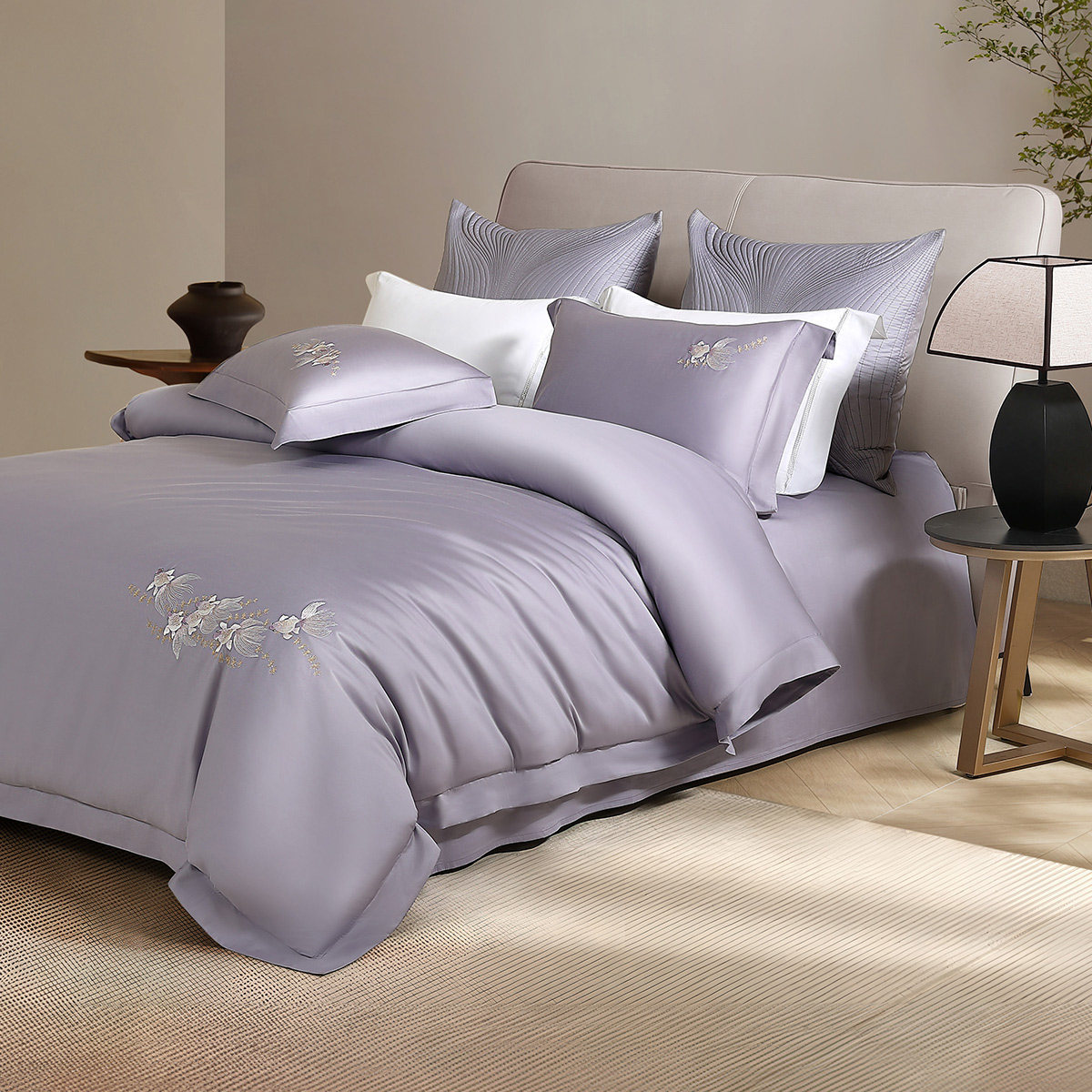 水星家纺长绒棉匹马棉四件套御·水知鱼床上用品全棉被套床单轻奢,床上用品,床品套件/四件套/多件套,淘宝优惠券,粉丝福利购,淘宝优惠卷