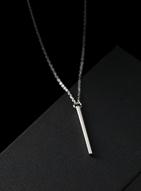 日韩风几何长条纯银S925项链