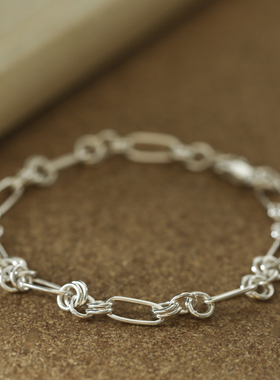 纹砖Veinsbrick《七寻九觅》日韩极简法式风O形环纯银925手链手饰