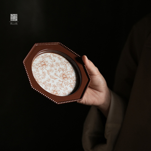 赋山叙官方丨栗壳缠枝莲纹八方壶承手绘陶瓷茶壶盖碗茶盘干泡台小