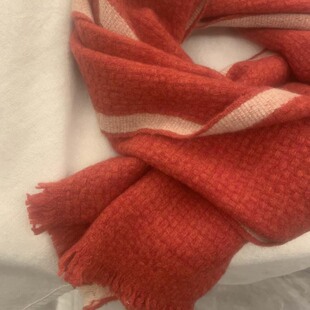 外贸  尾  橘红色100山羊绒 围巾  围脖  窄版 秋冬 圣诞节 礼品